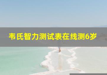 韦氏智力测试表在线测6岁