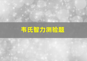 韦氏智力测验题