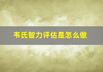 韦氏智力评估是怎么做