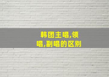 韩团主唱,领唱,副唱的区别