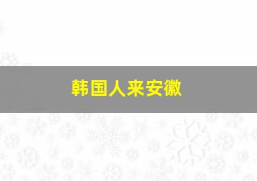 韩国人来安徽