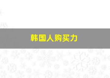 韩国人购买力