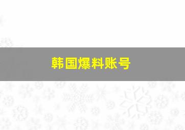 韩国爆料账号