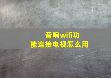 音响wifi功能连接电视怎么用