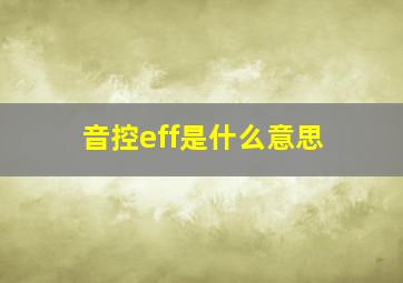 音控eff是什么意思