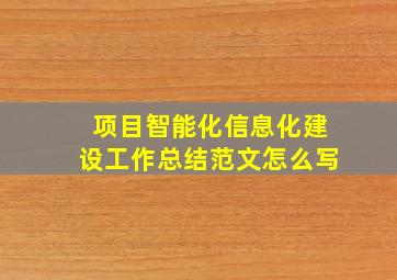 项目智能化信息化建设工作总结范文怎么写