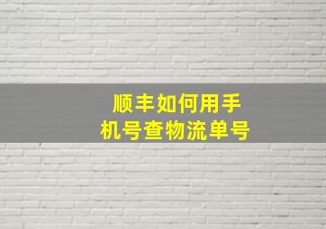 顺丰如何用手机号查物流单号