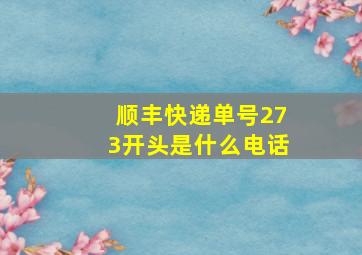 顺丰快递单号273开头是什么电话