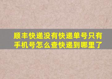 顺丰快递没有快递单号只有手机号怎么查快递到哪里了