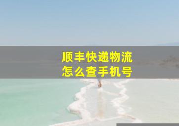 顺丰快递物流怎么查手机号