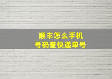 顺丰怎么手机号码查快递单号