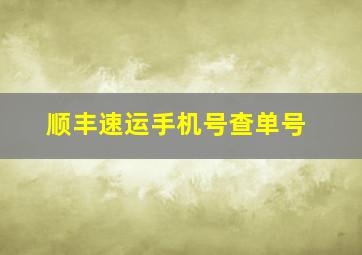 顺丰速运手机号查单号