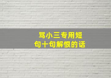 骂小三专用短句十句解恨的话