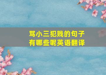 骂小三犯贱的句子有哪些呢英语翻译