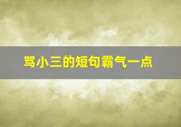 骂小三的短句霸气一点