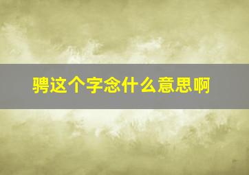 骋这个字念什么意思啊