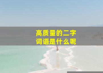 高质量的二字词语是什么呢