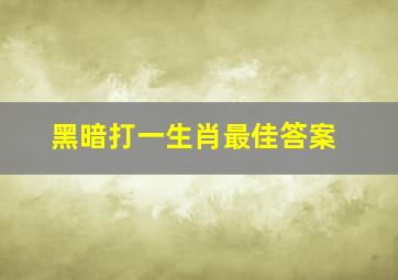 黑暗打一生肖最佳答案