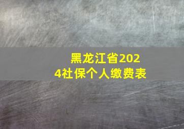 黑龙江省2024社保个人缴费表