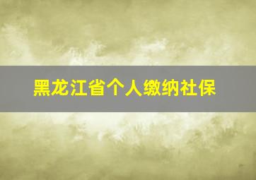 黑龙江省个人缴纳社保