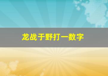 龙战于野打一数字