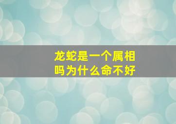 龙蛇是一个属相吗为什么命不好